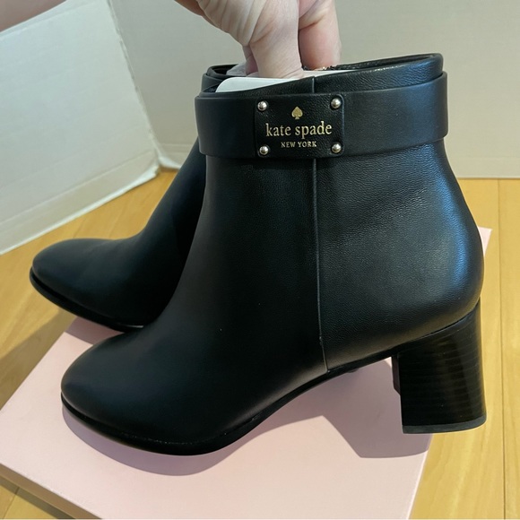NIB kate spade leather black heeled boots - Picture 2 of 8